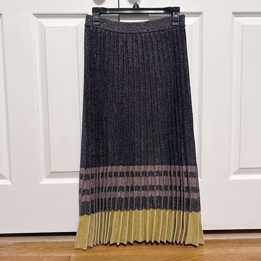 Derek Lam 10 Crosby sparkle pleated midi sweater skirt